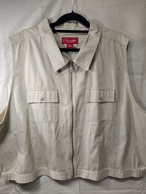 Lane Bryant Women's Venezia Jeans Beige Zip Up Vest Size 26/28